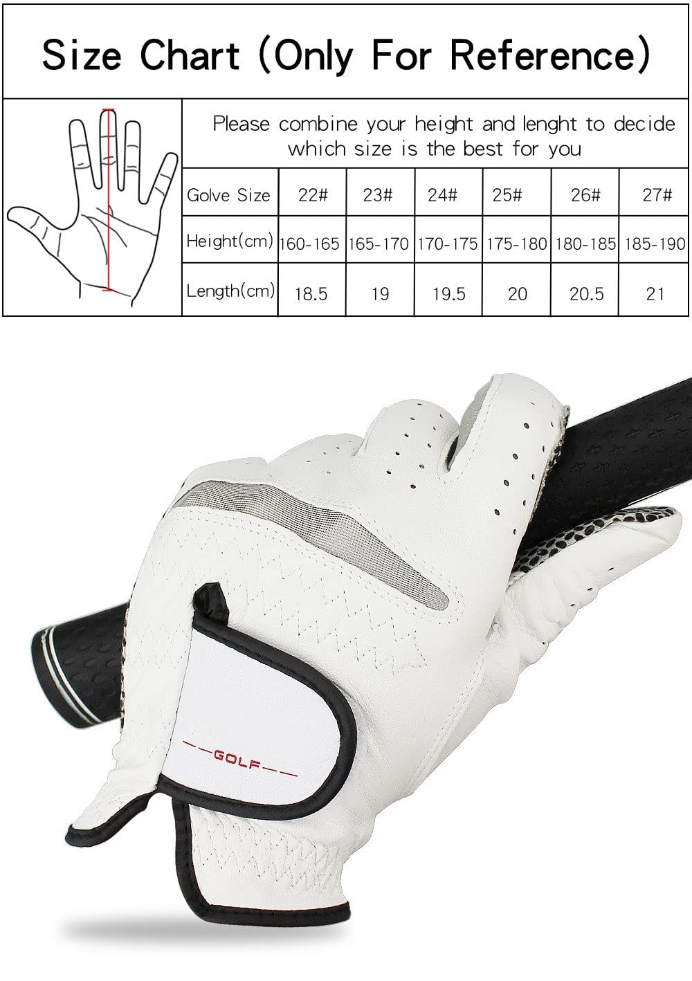 Guanti Golf 6. PCS. Guanti da golf uomo Morbido traspirante in vera pelle in antiscivolo Drop-resist Drop