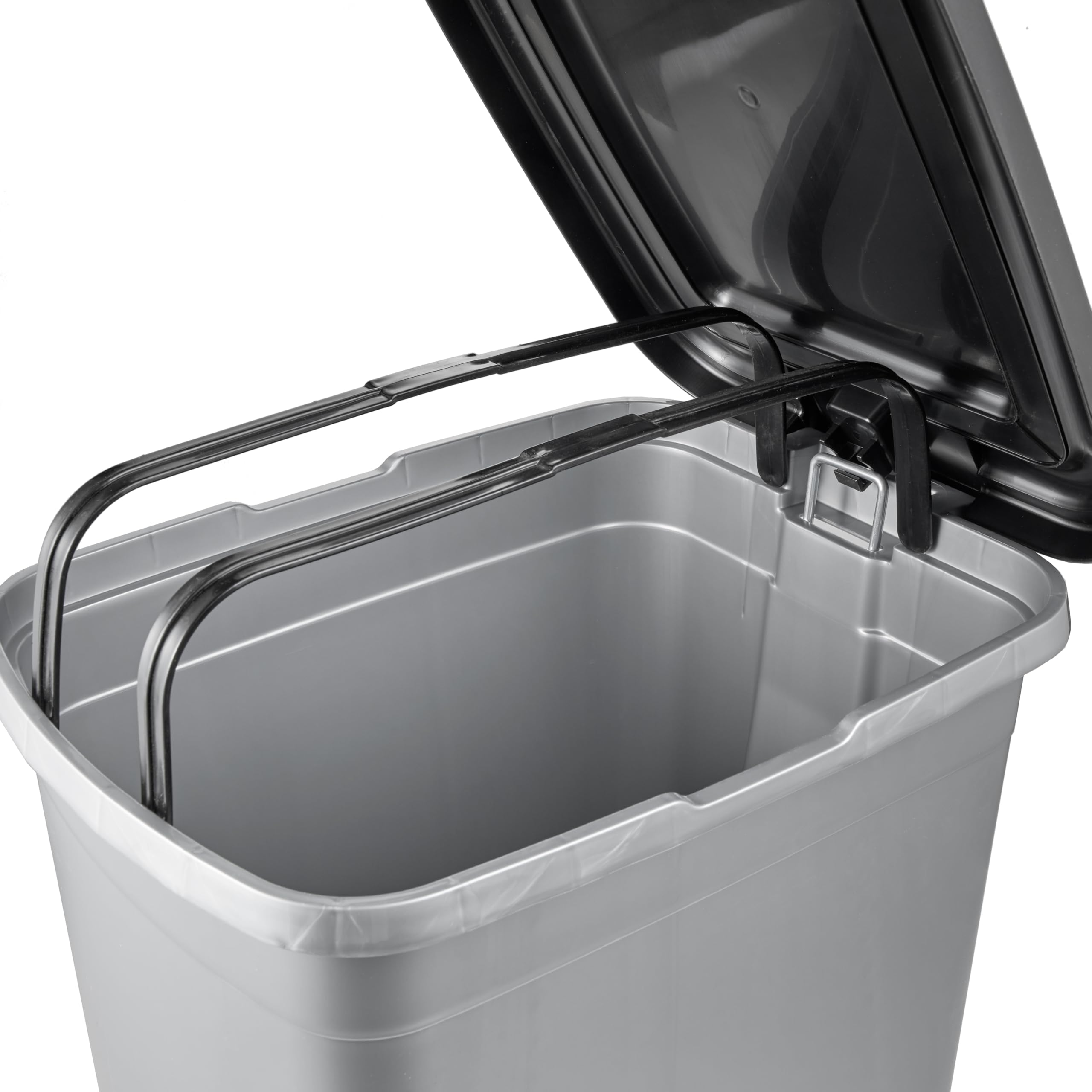 keeeper poubelle à pédale, 40 l, nettoyage facile, pédale d'ouverture et de fermeture hygiénique, poubelle, 32 x 42 x 53 cm, olaf, Light Silver (argent)