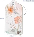 4 Pack PU Leather Luggage Tags for Suitcase, Travel Cruise Luggage Tag with Privacy Flap, Name ID Label and Metal Loop for Women Men Baggage Handbag School Bag Backpack, Tropical Plants