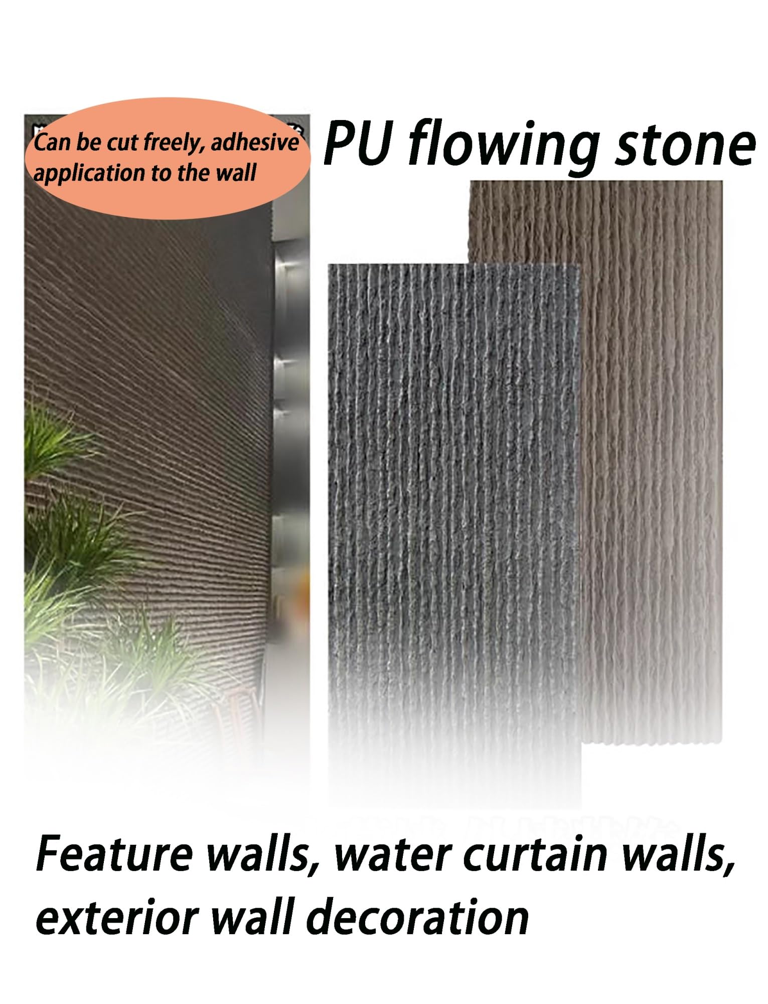 Panel de pared de piedra sintética de poliuretano: imitación de roca de río y cascada. Revestimiento decorativo de fácil instalación for paredes interiores y exteriores.(Cement Gray,6-Pack)