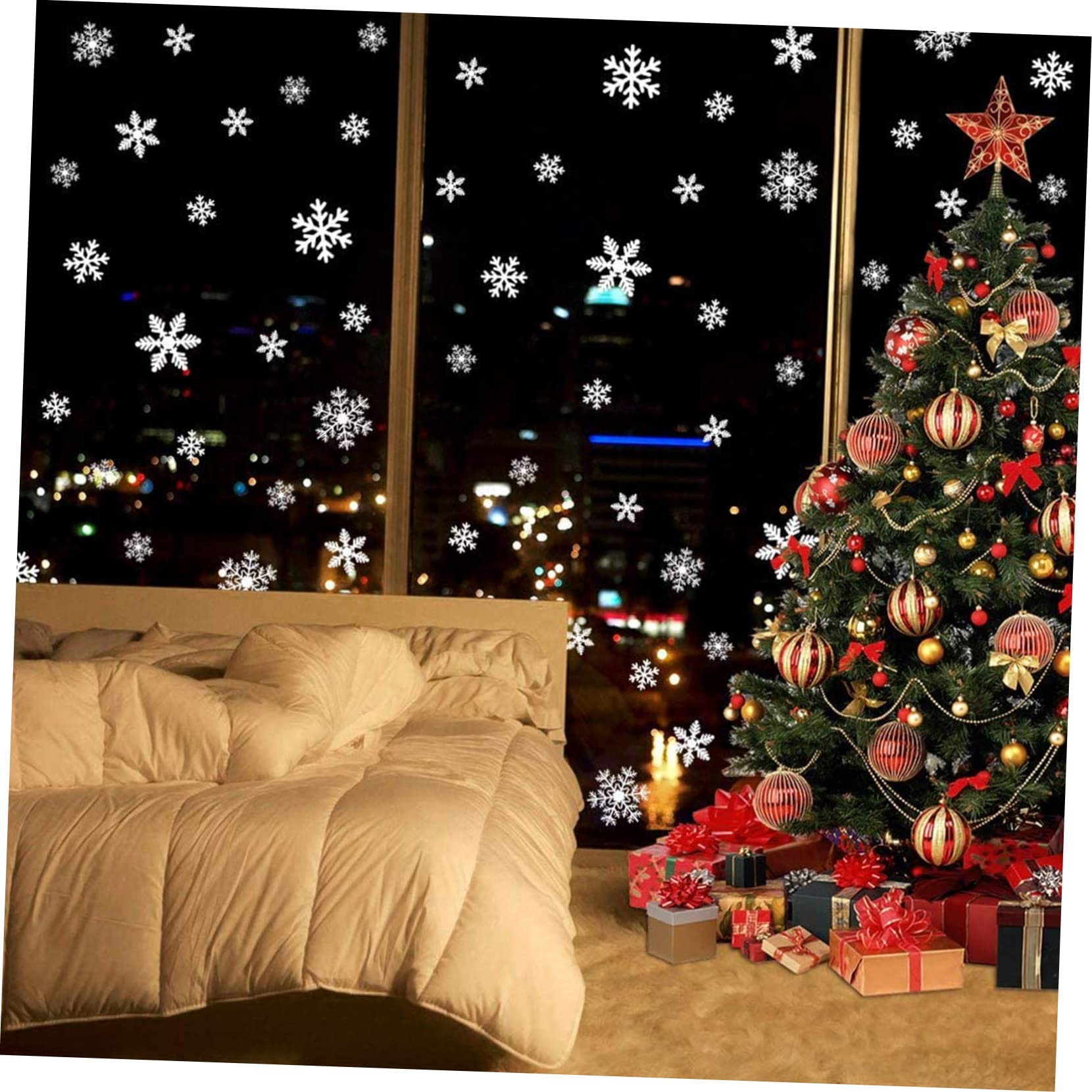 IMIKEYA 12 Blätter Weihnachtsschneeflocke-Aufkleber Schneeflocken-Schaufensteraufkleber Weihnachtsdekoration winterdeko wiederverwendbare sticker festlicher Fensteraufkleber Wandaufkleber