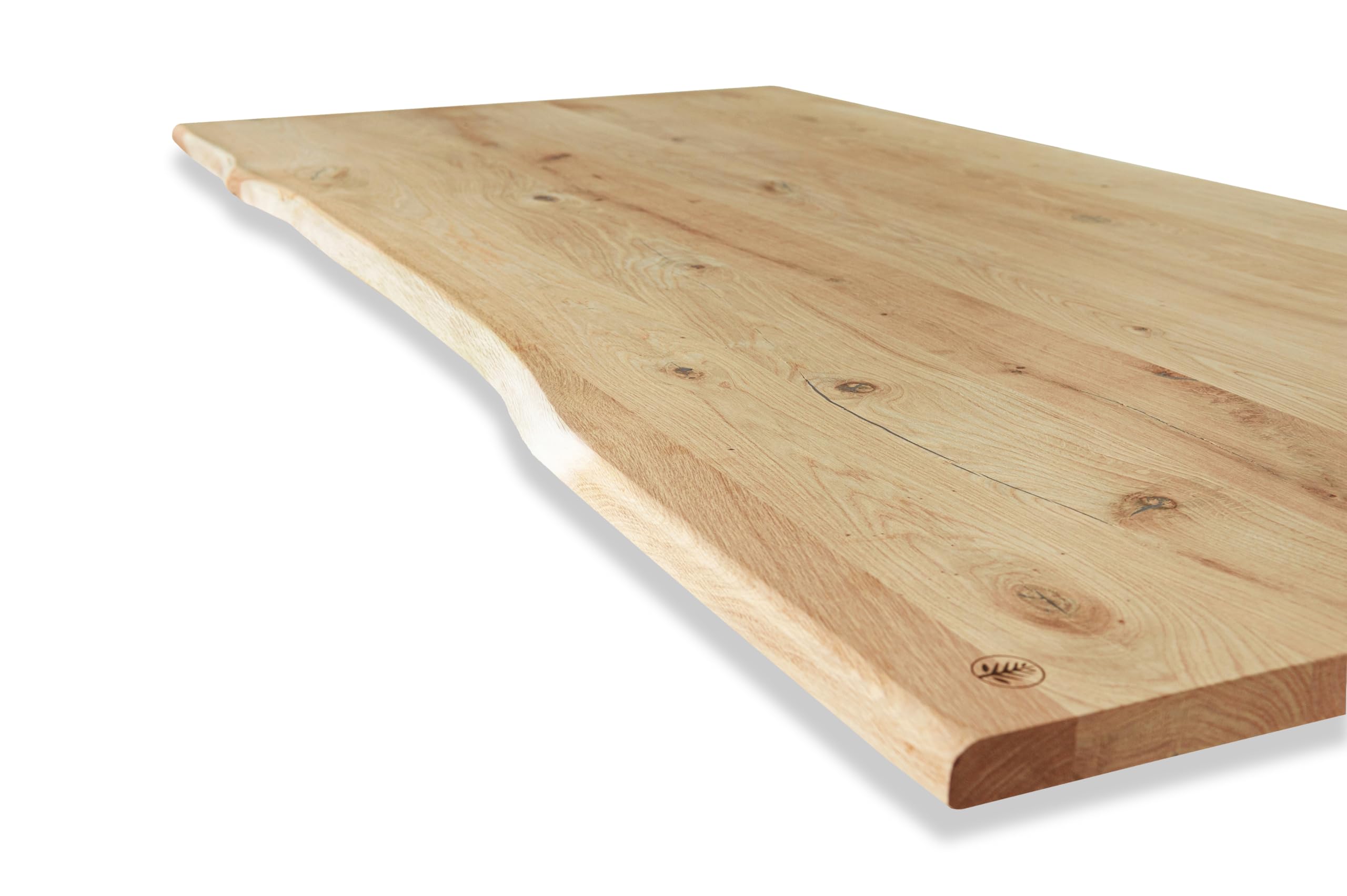 Tischplatte Schreibtischplatte 140 x 80 cm - 100% Massivholz Eiche rustikal - original Baumkante - Naturbelassen