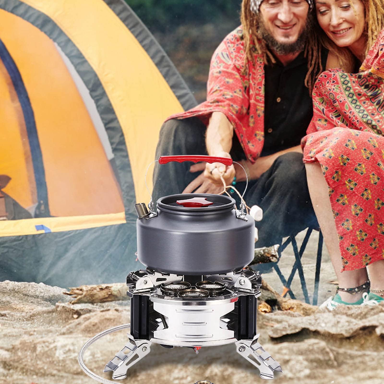 Gaskocher für den Außenbereich, 8500 W, hohe Leistung, tragbares, winddichtes Design, piezoelektrische Pulszündung, Camping- und Wanderausrüstung