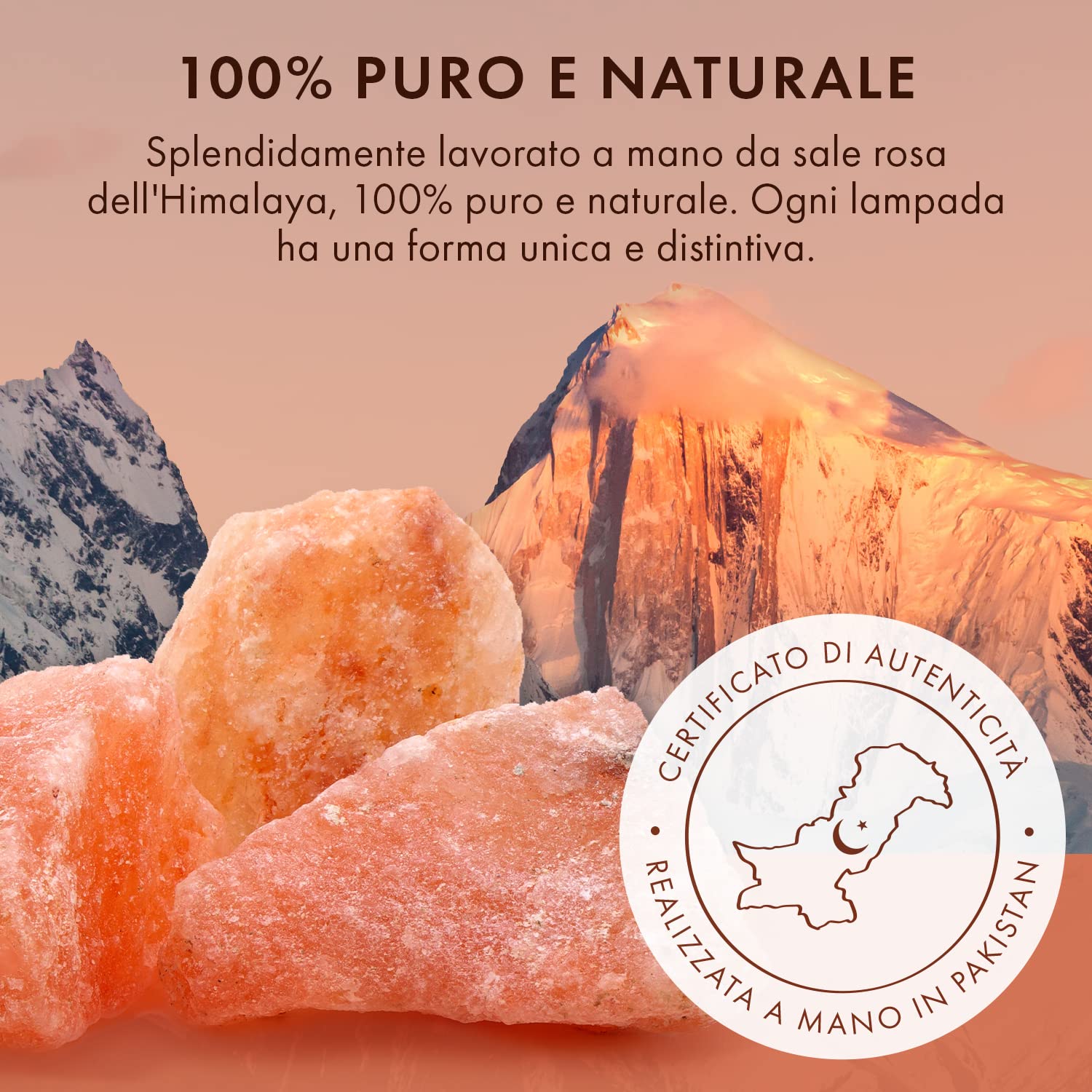the body source Lampada di Sale Himalayano (3-5 kg) con Varialuce, Completamente Naturale e Realizzata a Mano con Base in Legno