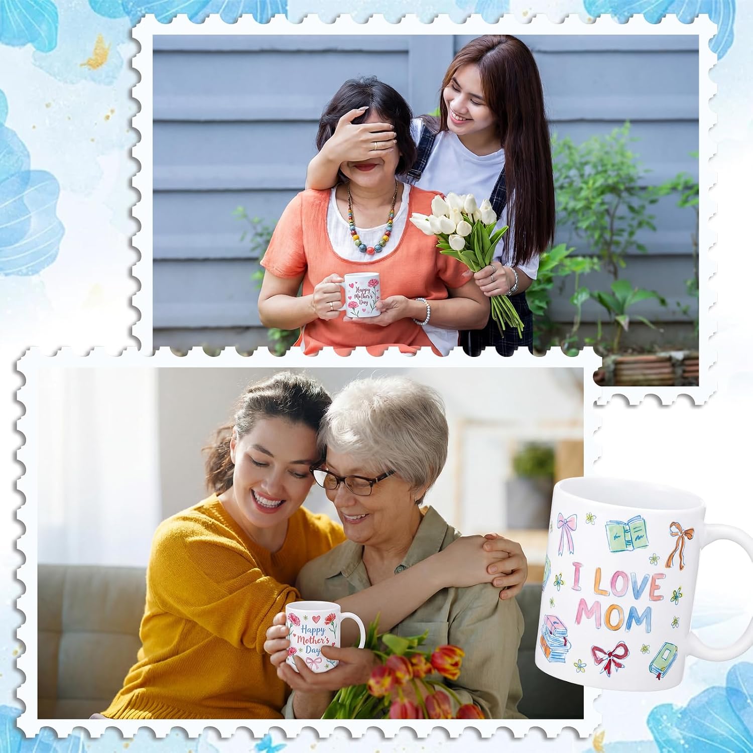 CimoroWin 88 Pcs/6 Set Mother's Day Mug Gifts Paint Your Own Mug Kit Includes 6 Pcs Ceramic Coffee Mugs Paints Brushes Ceramic Cup Paintbrushes DIY Painting Kit Craft Gifts for Mom