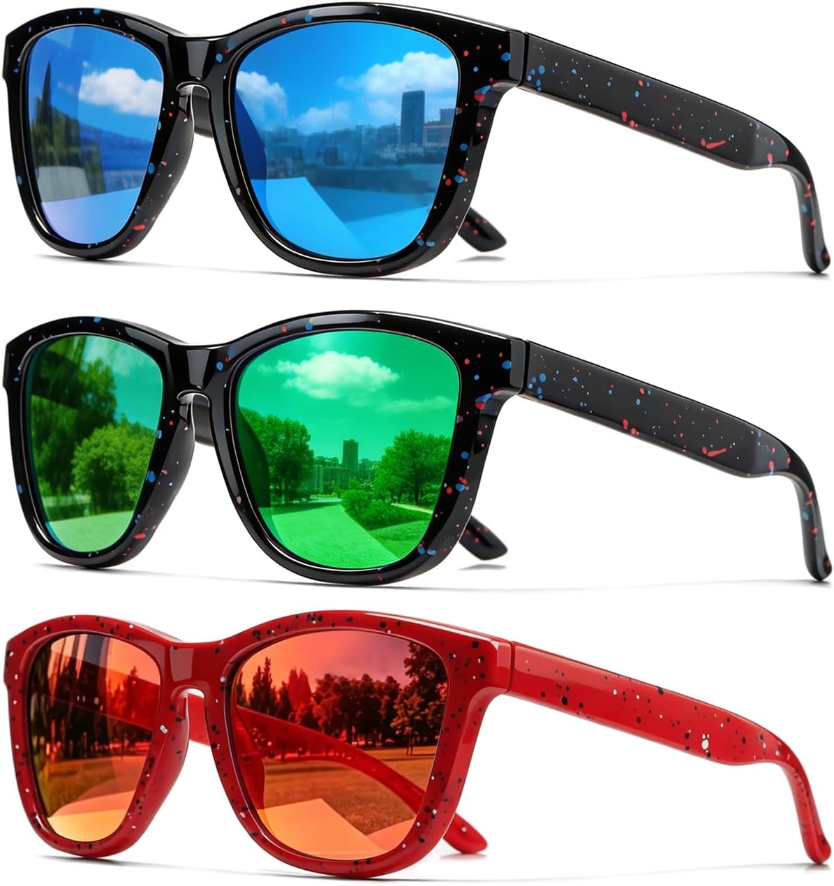3 Pack Kids Sunglasses for Boys Girls, Polarized UV400 Toddler Sun Glasses, Lightweight Durable Outdoor Shades Ages 3-9