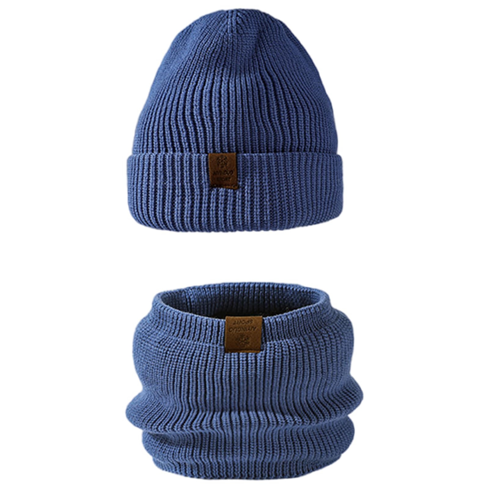 Gorro de punto y bufanda de invierno sin ala con doble capa 7