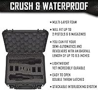 Vista 2 de 2 Pistol 6 Magazine Gun Case Storage Doro Waterproof Double Pistol Case with Custom Mycasebuilder Foam Insert Hard Gun and Magazine Case
