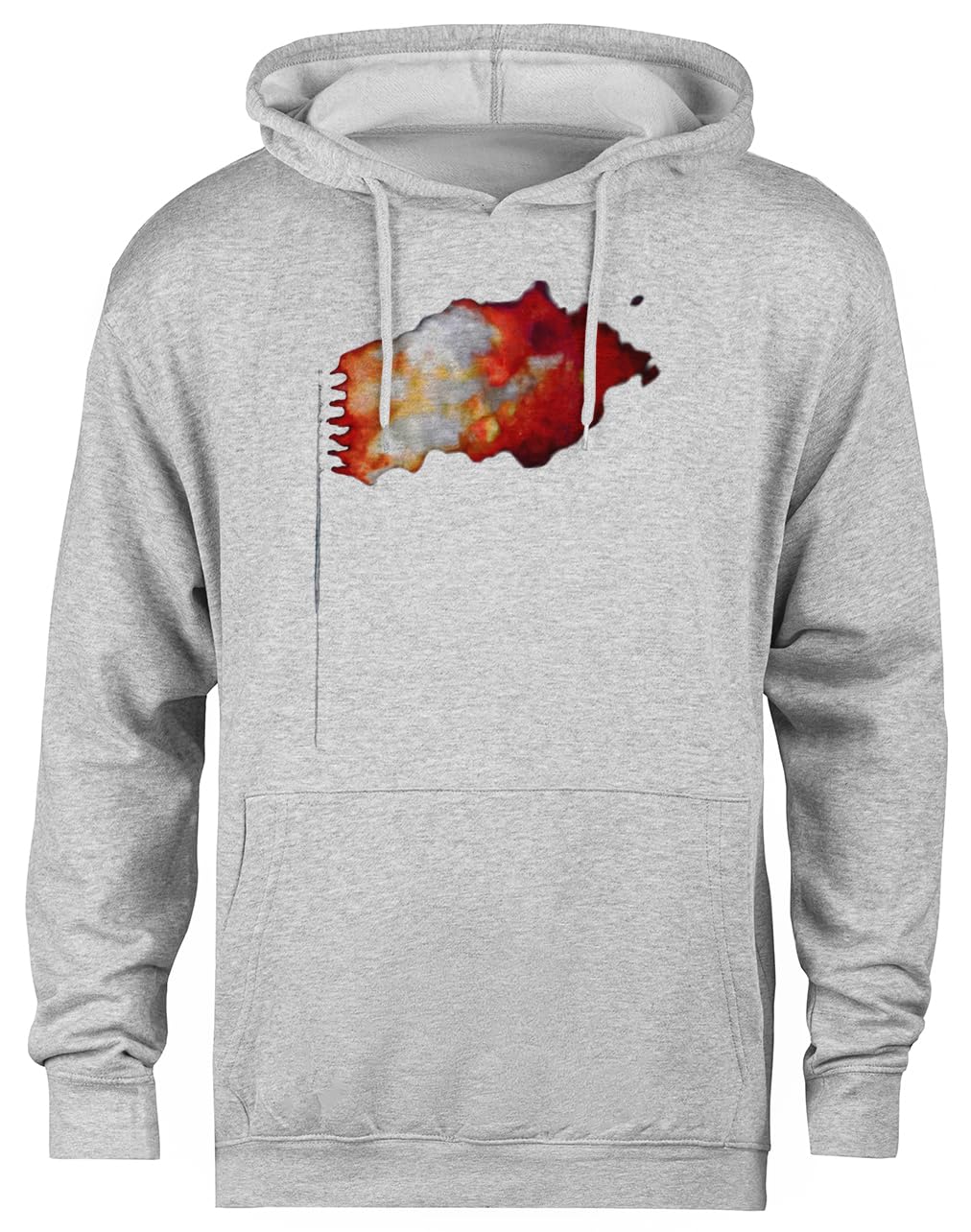 Pull à capuche gris avec grand motif original de drapeau brûlant