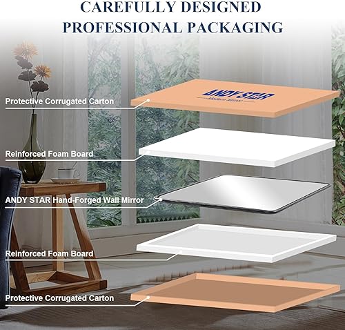 Miniatura 8 de ANDY STAR Espejo de baño negro forjado a mano para pared, 24 x 36 pulgadas, marco de metal sólido vintage, espejo de tocador de baño, espejo de