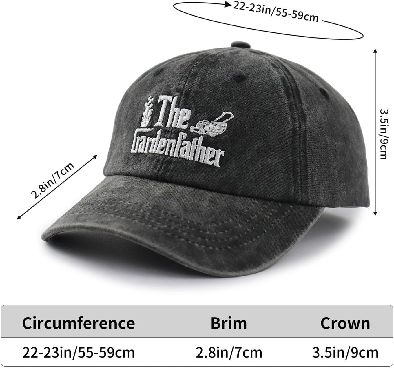 The Gardenfather Hat for Men, Adjustable Embroidered Cotton Gardening Baseball Cap - Image 2