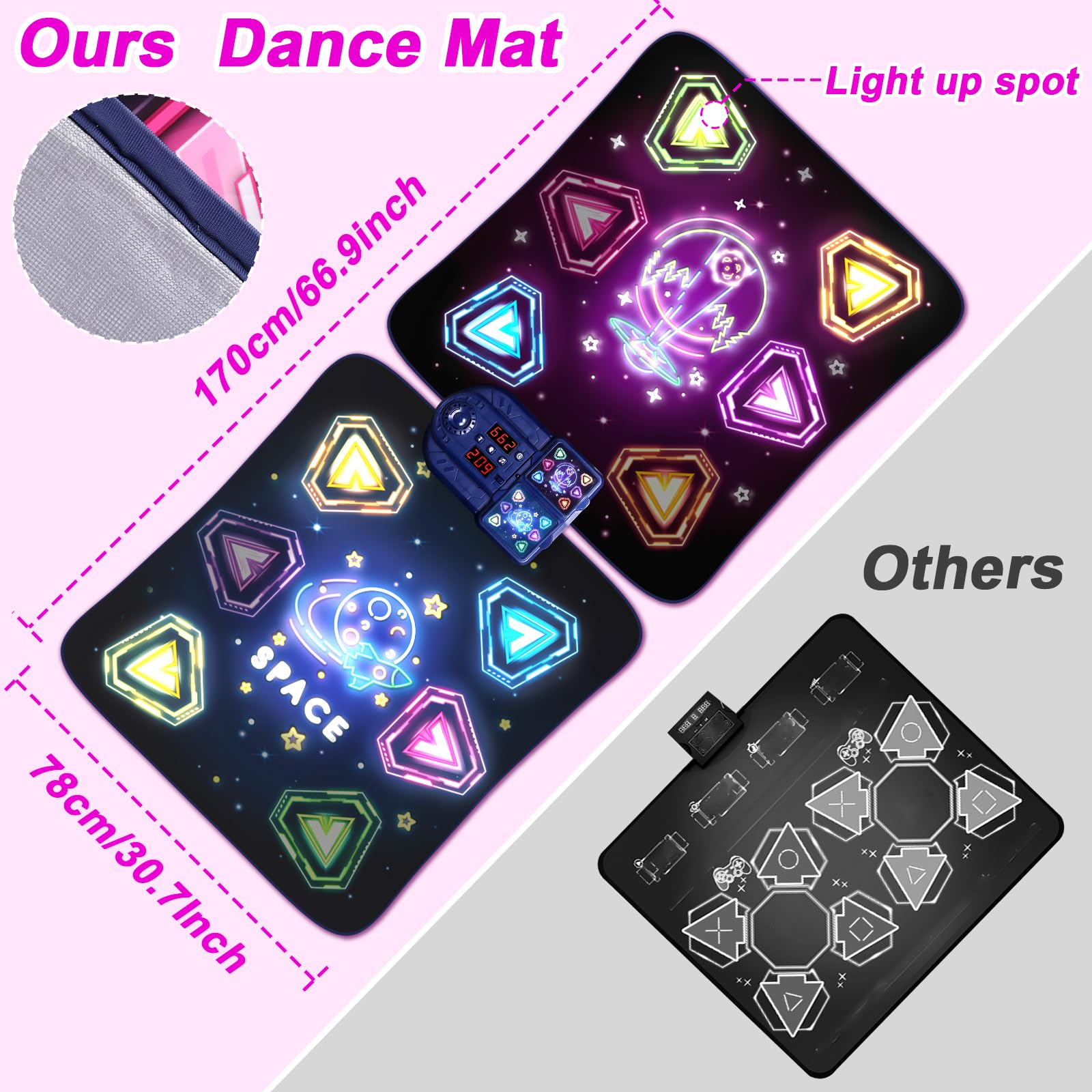 Juguetes de baile para niñas de 3 a 12 años, 2 jugadores con 12 botones iluminados y 5 modos de juegos, juguete de baile Bluetooth para niñas de 5 a 7 años, regalos de cumpleaños de Navidad para niños 5