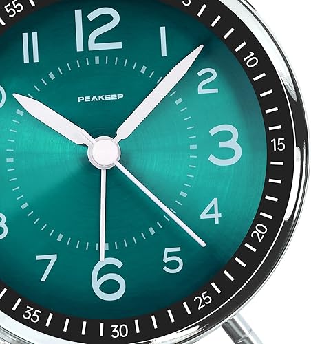 Miniatura 3 de Peakeep Reloj despertador ruidoso para adultos que duermen pesados, de metal, de 4 pulgadas, doble campana, funciona con pilas, para decoración de