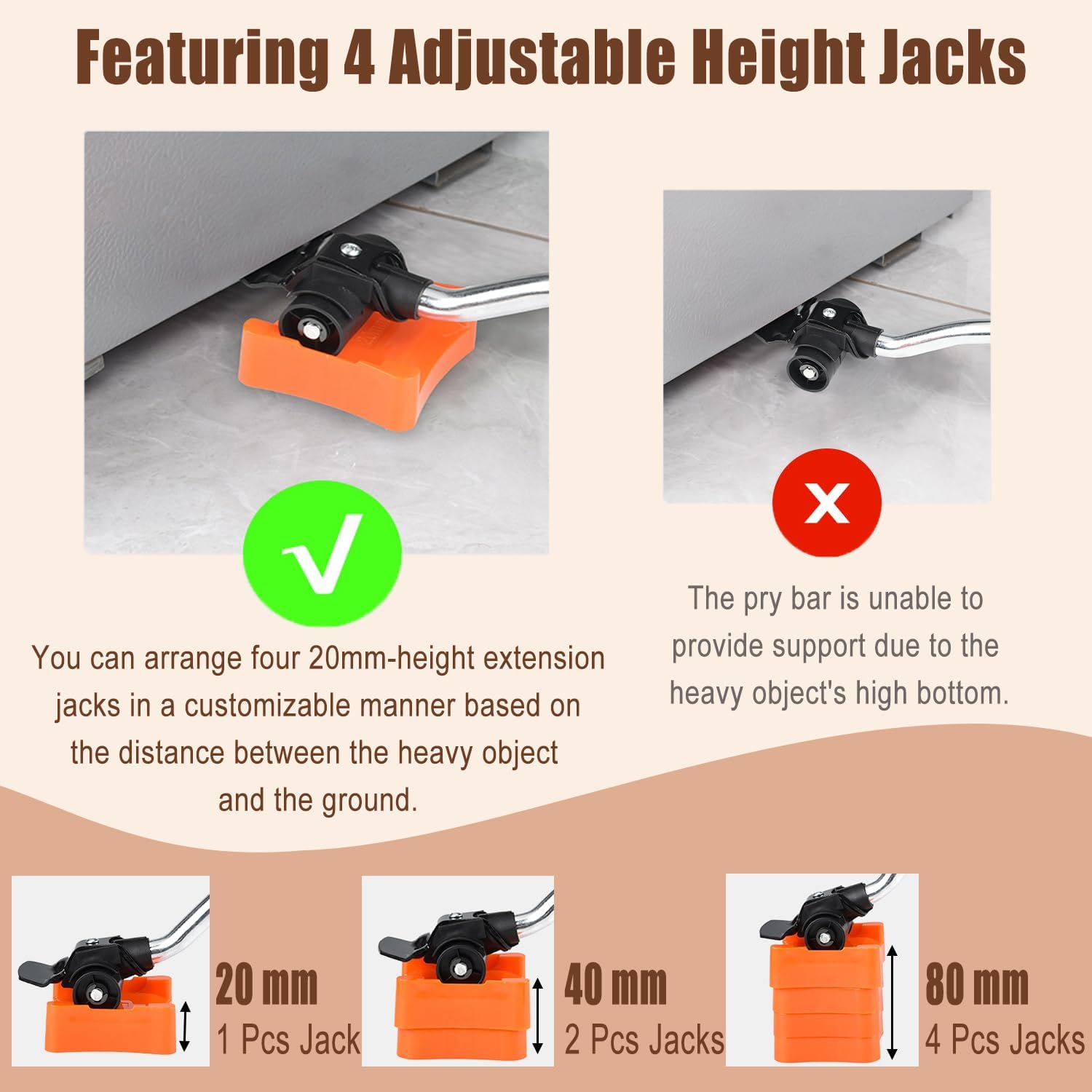 Furniture Mover Set, 9 Pack Orange, 680 Lbs Capacity, 360 Rotation Wheels, Heavy Duty Furniture Dolly, Refrigerator, Sofa, Cabinet Mover