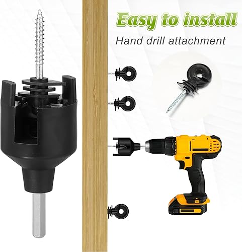 Miniatura 6 de Alambre de polietileno eléctrico de 1312 pies, 1,312.3 ft, alambre de polietileno eléctrico portátil con 100 piezas aislador eléctrico de valla