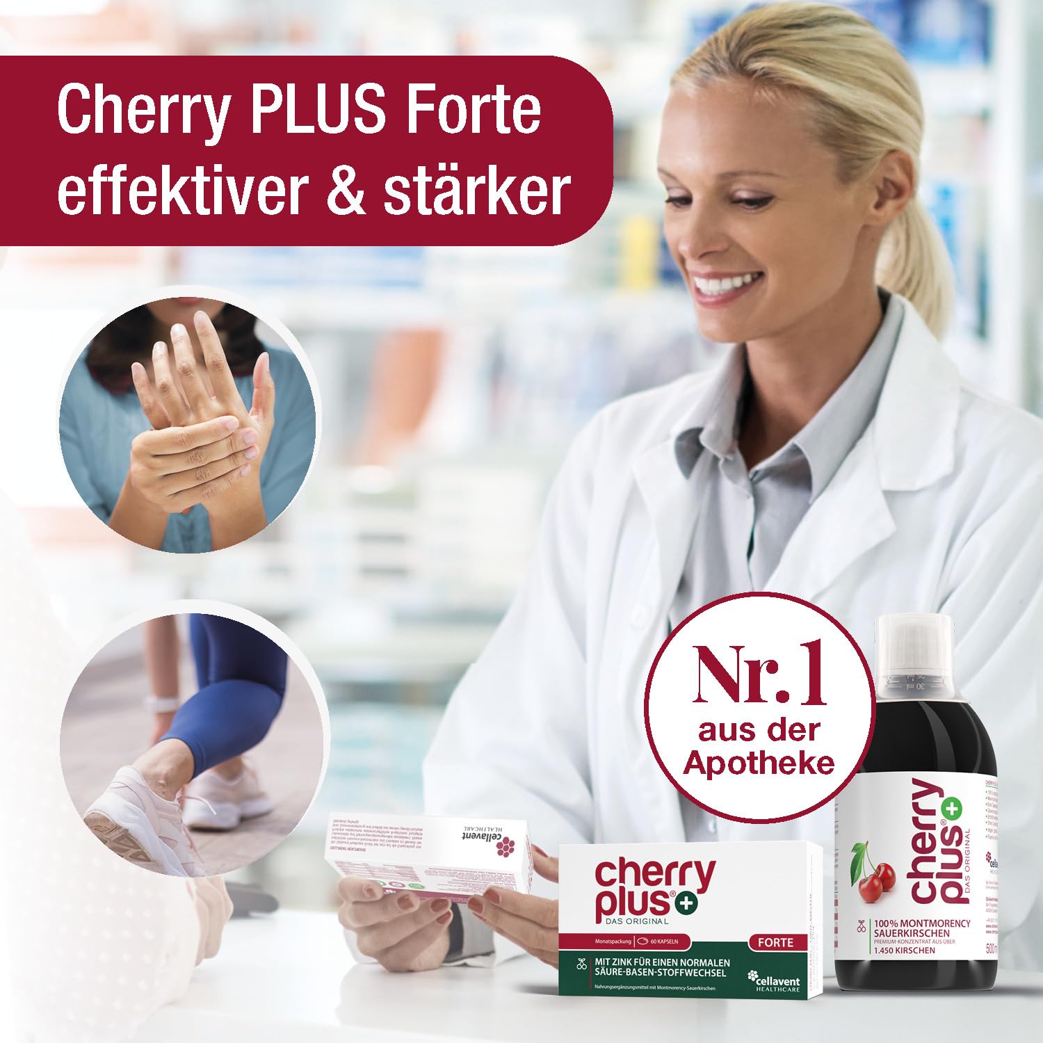Stärkste Montmorency Sauerkirschen Kapseln – 200 Kirschen/Tag – Sauerkirschsaft & Sauerkirschen Extrakt in einer Kapsel – hochdosiert (75:1) – 43 mg Polyphenole tgl. – Cherry PLUS Forte