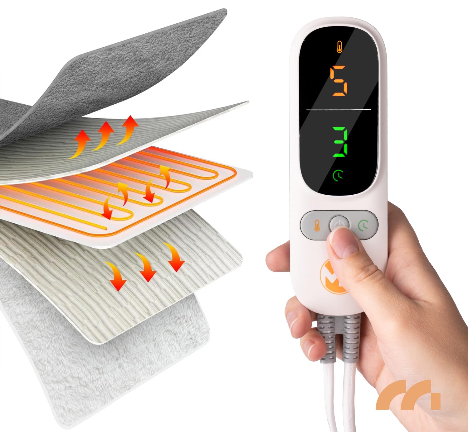 Duży Koc Elektryczny 180x160cm Dwuosobowy Mata Grzewcza Miękki Timer Pilot Maltec CozyHeat160W Grey