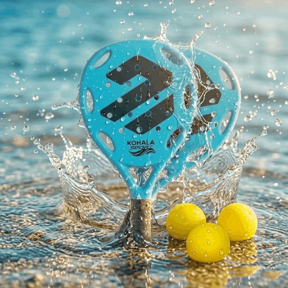 DEVESSPORT Set de 2 Palas de Padel Playa, Raquetas de Playa 3 Pelotas y Bolsa de Transporte Alta Resistencia