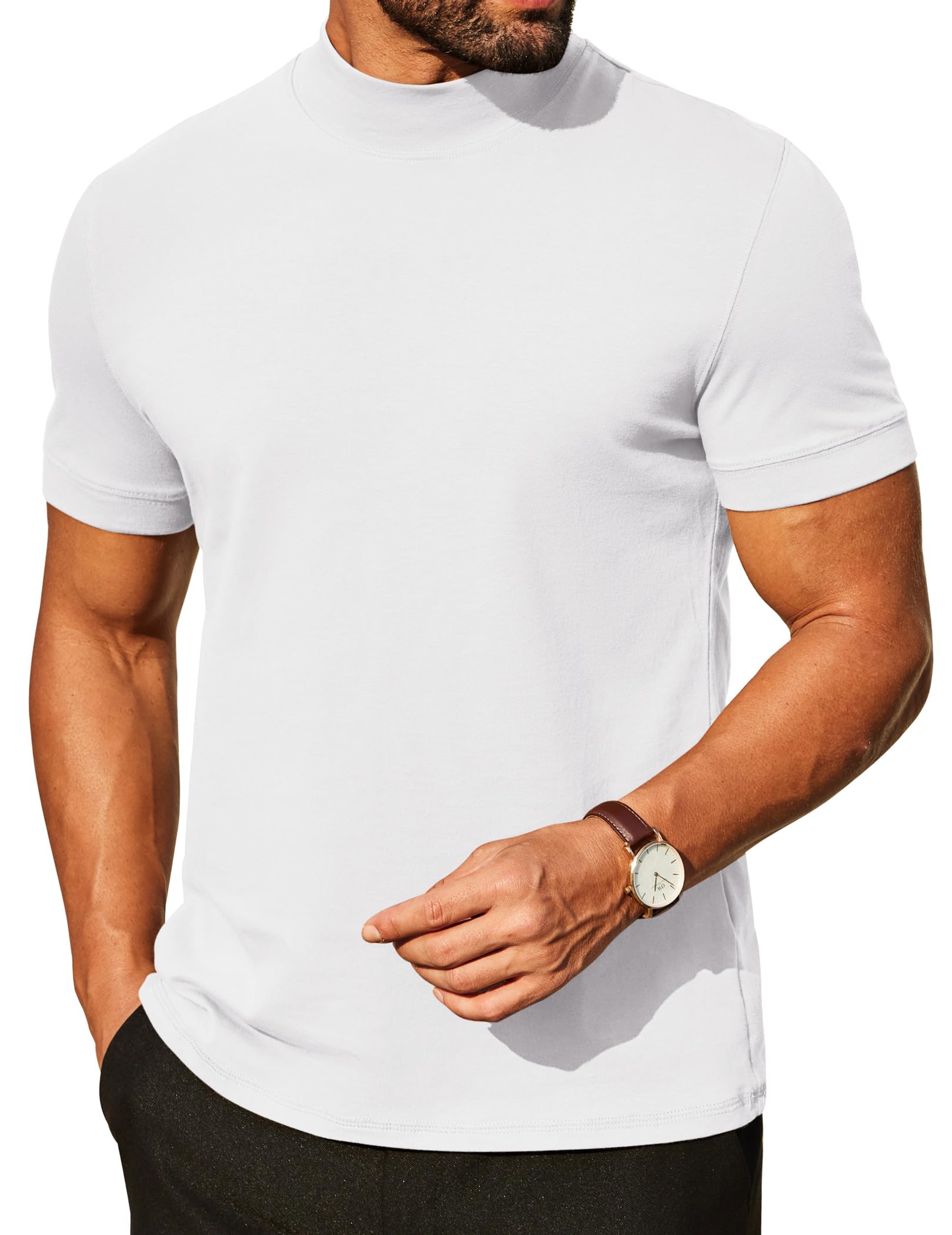 COOFANDY Mens Mock Turtleneck Shirts Casual Premium Cotton