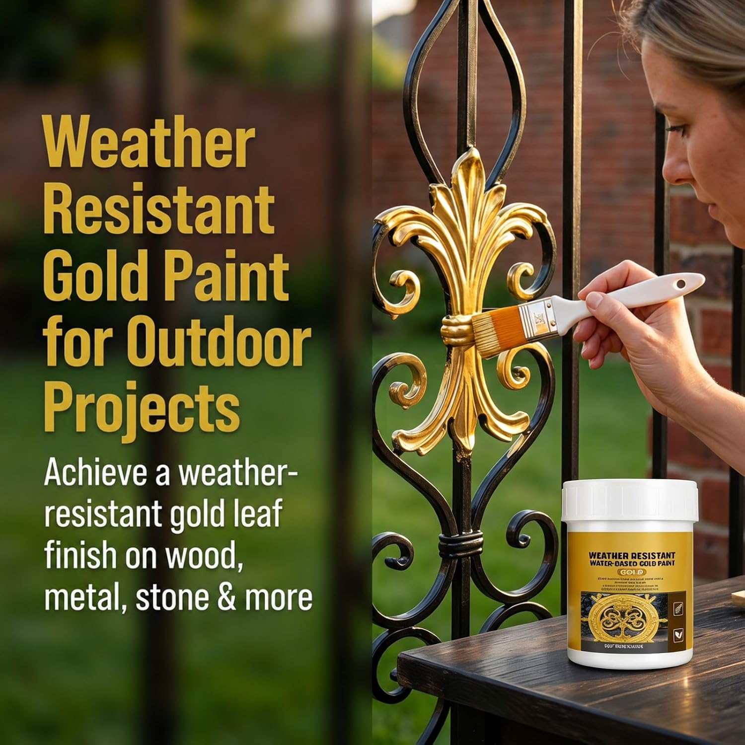 Weather Resistant Gold Paint for Wood, Metal & Crafts, Indoor and Outdoor