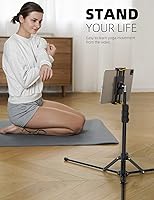 Vista 4 de Lamicall Soporte de trípode para tablet de 64.9 pulgadas con altura ajustable para transmisión/visualización con control remoto Bluetooth, para iPad