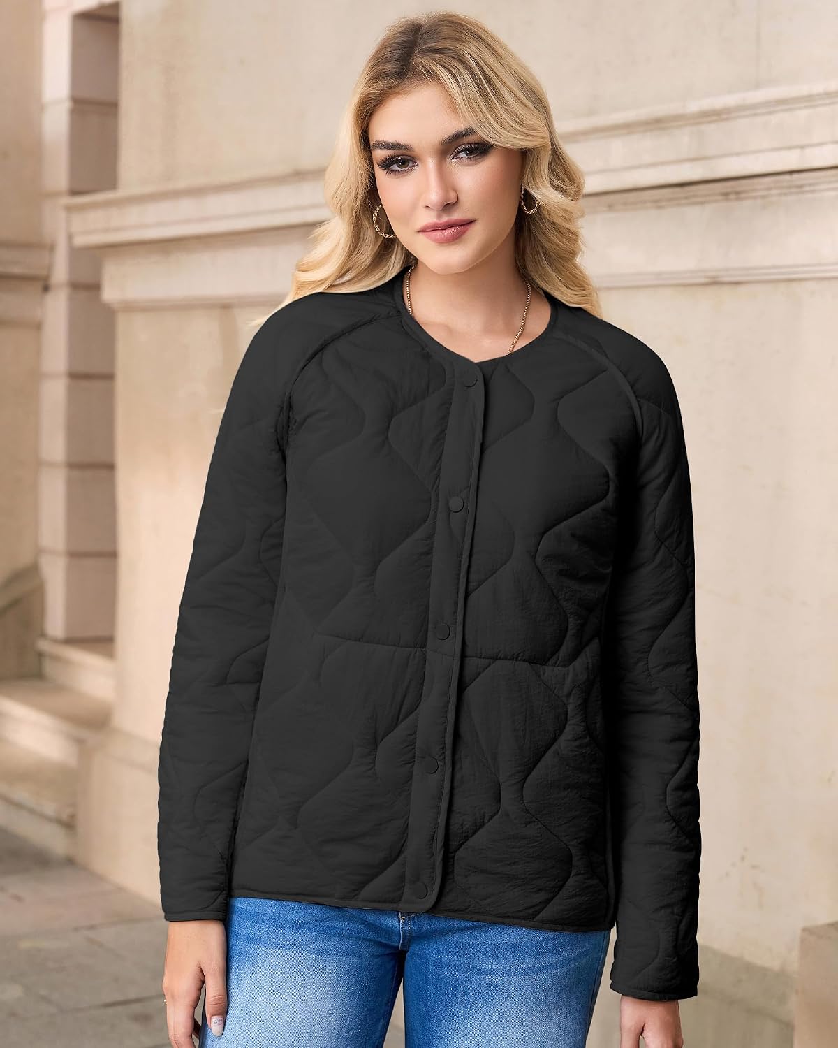 Women's Lightweight Quilted Jacket Oversized Spring Fall Puffer Coat Winter Warm Outdoor Jacket