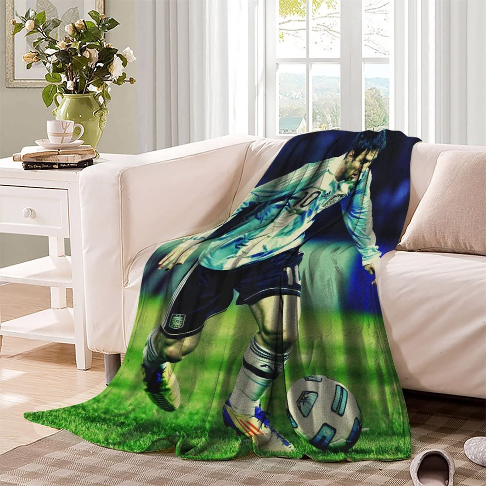 ZMYJTO Lionel Messi Housse De Couette Football Coupe Du Monde Étoiles Parure De Lit Housse De Couette Pour Garçons Filles Ados Décor Couvre-Lit Housse Double Simple (135x200cm
