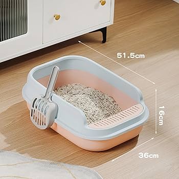 大型猫ちゃんも　ハーフカバー付き　ペットトイレ　オープンタイプ　システムトイレ Amazon | 猫用トイレ本体 オープンタイプ 桃色 子猫 成猫 ネコ