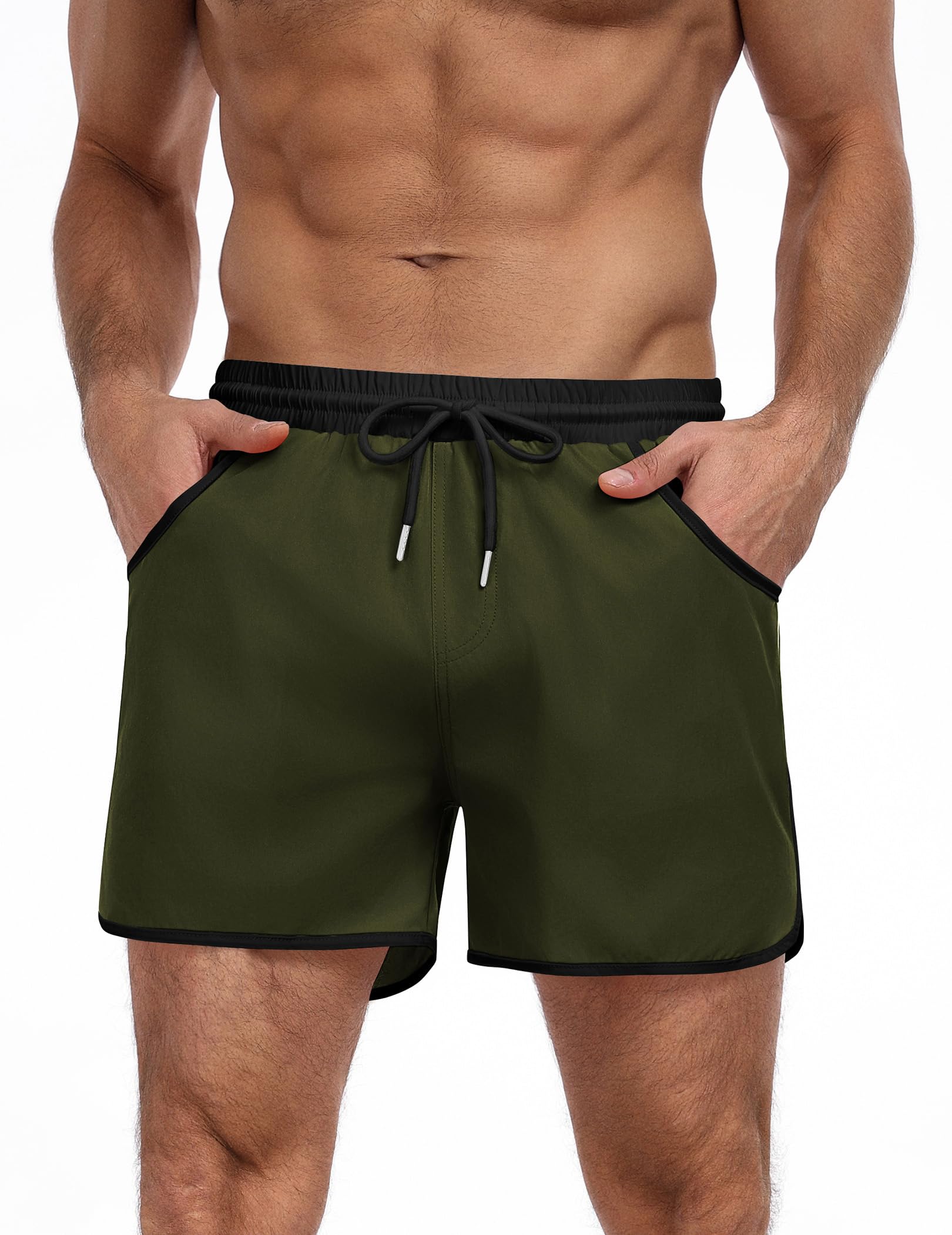 COOFANDY Men's Swim Trunks Quick Dry Swimsuit Color Block Board Short Bathing Suit Swimwear with Mesh Liner