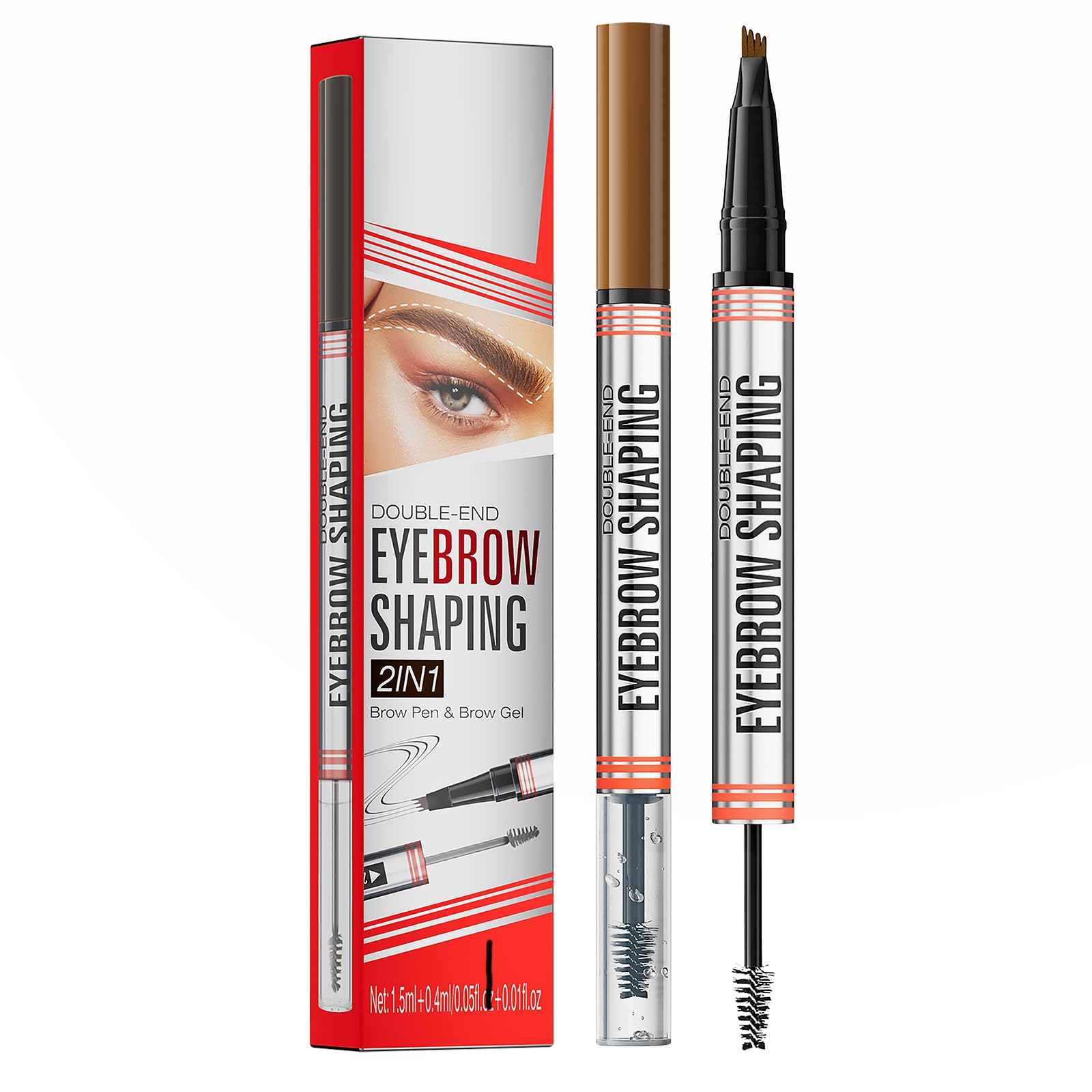 Netinpeater Microblading Augenbrauenstift, Eyebrow Pencil 2-in-1 Dual-Ended Augenbrauenstift (Light brown)