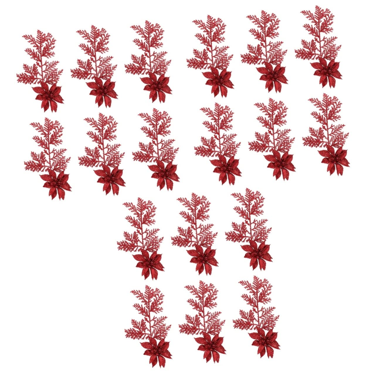TOPBATHY Lot De 3 Branches De Pin Artificielles pour Sapin De Noël Décoration À Paillettes Imitation Pin avec Clip pour Décorations De Fête 6 Pièces X 3