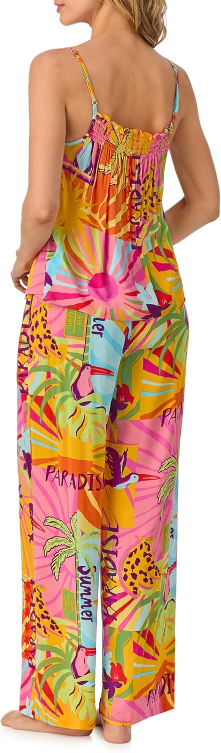 Room Service Womens Pajama Sets, Lightweight Smocked Cami with Long Pant 2 Piece Lounge Sets for Women - Image 3