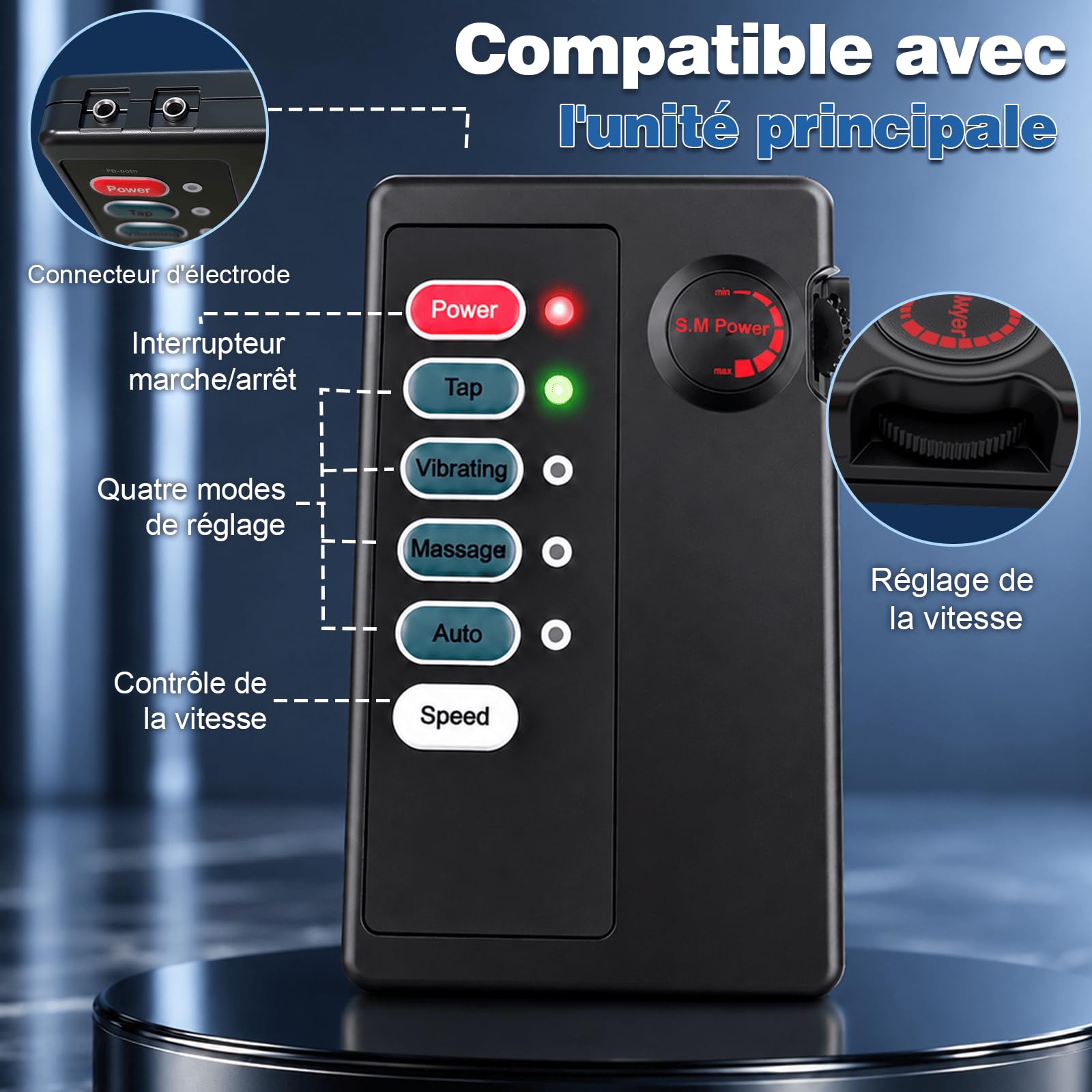 Unité de Contrôle d’électrostimulation Double Sortie 2,5 mm SM Jouet Sexuel | Boîtier de Commande pour Électrostimulation Connecter Simultanément Deux Accessoires Compatible avec la Plupart Réglable