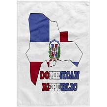 3dRose The Flag of the Dominican Republic in the map Outline and Words Dominican Republic 15x22 Hand Towel