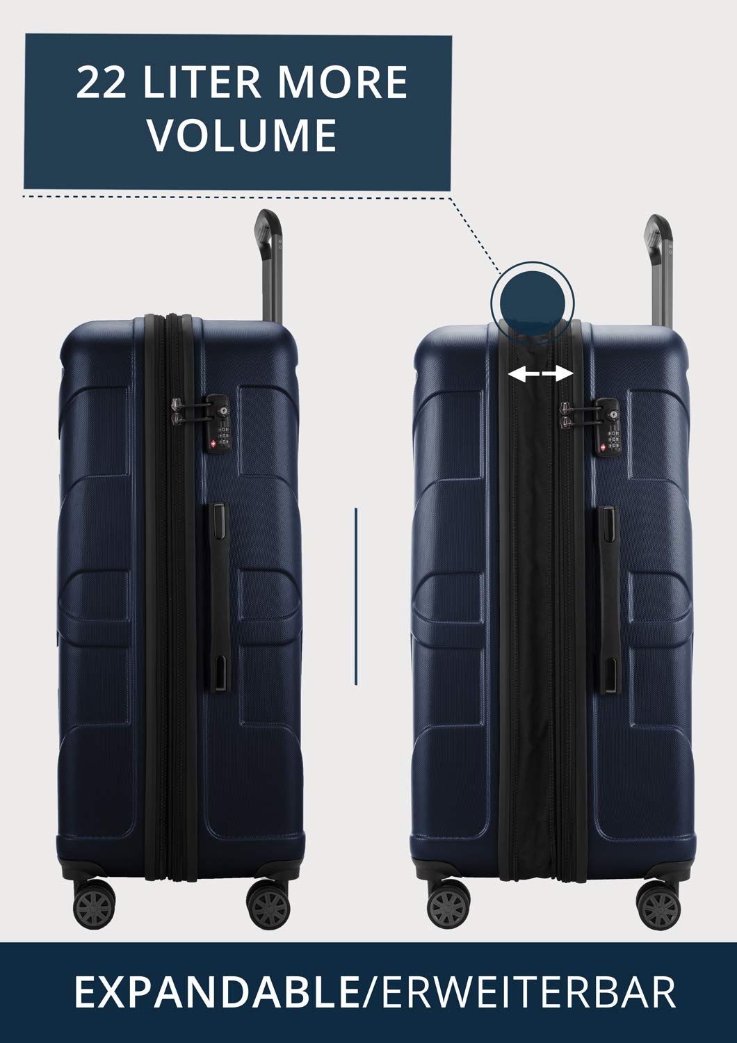suitline - Großer Hartschalen-Koffer Koffer Trolley Rollkoffer XL Reisekoffer – Bild 3