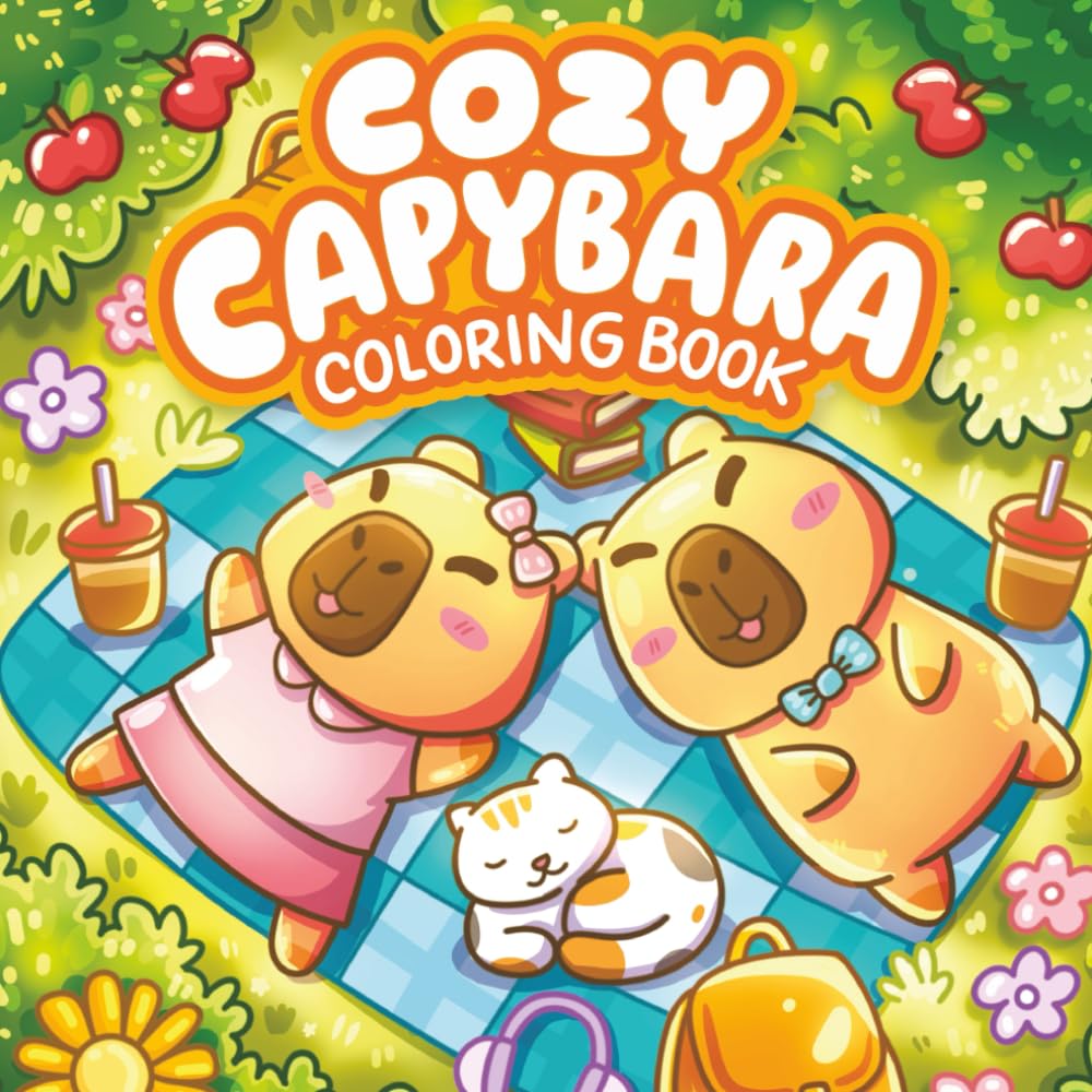 Cozy Capybara Coloring Book: Cute and Comfy Capybara Simple Whimsical Coloring For Adults and Kids