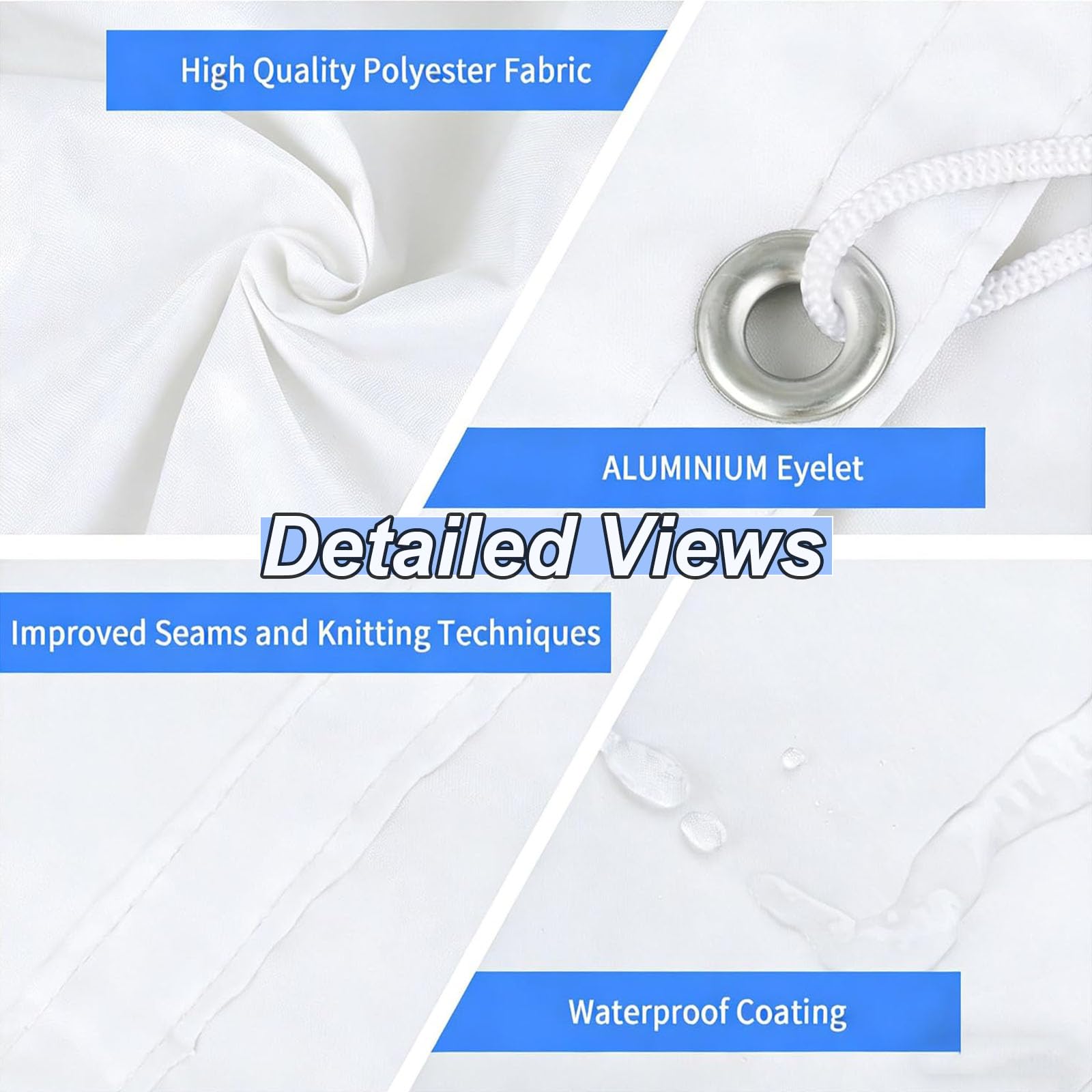Voile d'ombrage Rétractable 220 x 250 cm sur Mesure, Réglable, Couverture D'Ombre, de Protection UV et Indéchirable Voile-D'Ombrage Rétractable Vague pour Jardins Balcons, Blanc