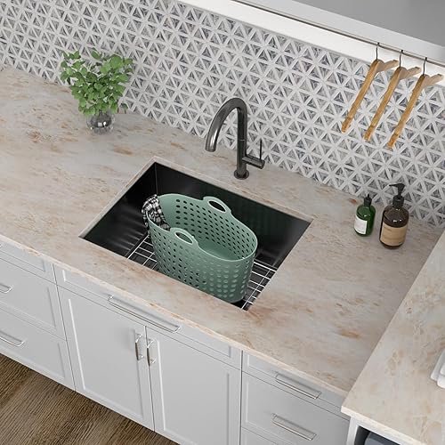 Miniatura 63 de Kichae Fregadero de lavandería de 21 x 18 pulgadas, fregadero de acero inoxidable de 12 pulgadas de profundidad para debajo de la encimera, lavabo