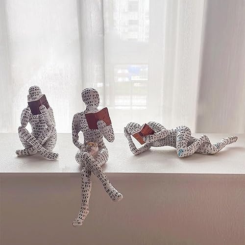 Miniatura 5 de Estatuilla de lectura, decoración de estantería, estatua creativa de pensador abstracto, decoración moderna de escritorio para oficina en casa