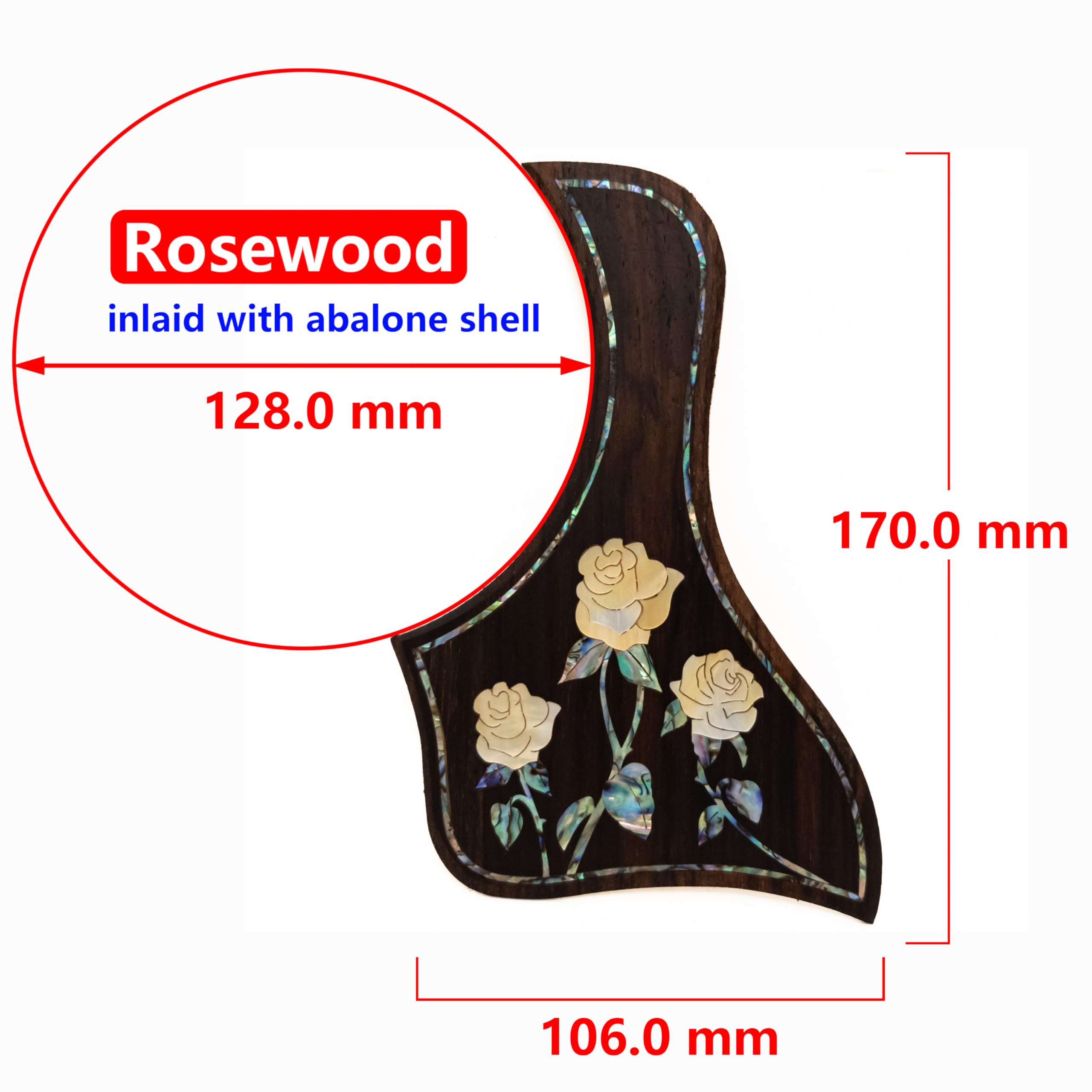 Wysokiej jakości pickguard do gitary akustycznej z palisandru – do gitary Taylor z wkładką z prawdziwej muszli Abalone, samoprzylepny z podkładem 3M, 27 unikalnych wzorów i wielu rozmiarów (SN10)