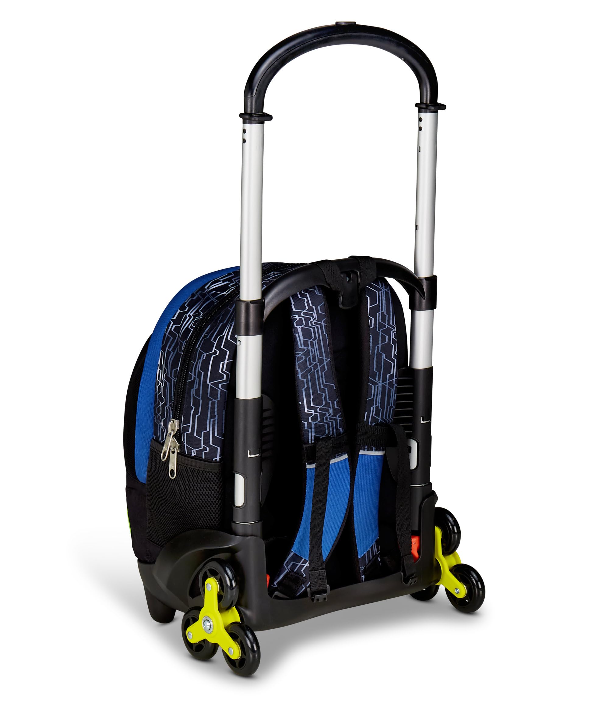 Seven Trolley Scuola Flex 3 Ruote, Blu Giallo, Zaino Con Carrello Sganciabile Da 31 Litri, Con Tasca PC, Tasca Borraccia, Multiuso, Maneggevole e Confortevole, Scuole Medie e Superiori, Ragazzo