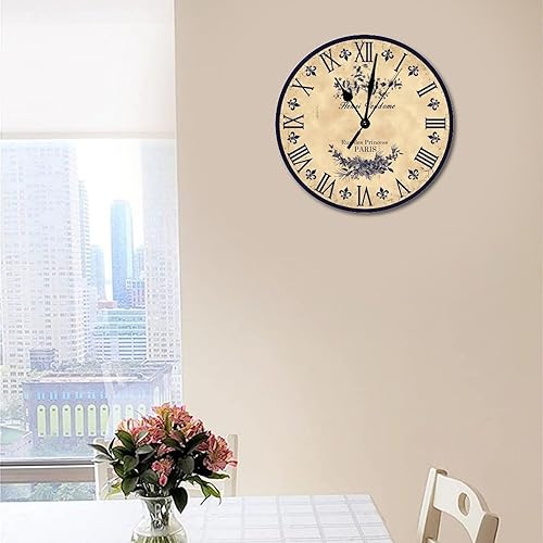 Miniatura 4 de Brown Toile - Reloj de pared para sala de estar, reloj de pared silencioso con pilas, reloj de pared silencioso de 15 pulgadas, reloj de madera