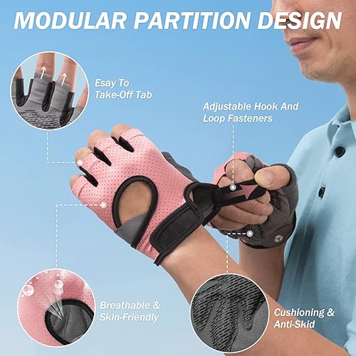 Miniatura 5 de Glofit Guantes de entrenamiento Freedom para levantamiento de pesas que cubre los nudillos Guantes cortos sin dedos con dorso curvo abierto para