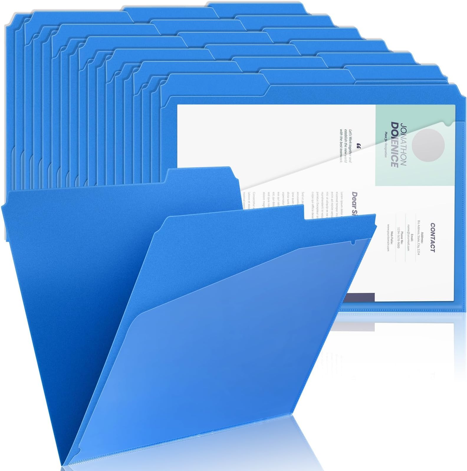 Qeeenar 48 Pcs Slash Pocket File Folders 1/3 Cut Top Tab