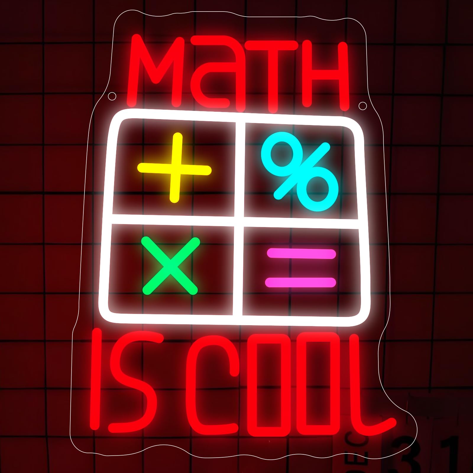 Math Neon Sign for Wall Decor Math Light Up Letters Dinosaur Led Sign Birthday Party Gifts Led Decorative Night Signs Studying Room Decorations Birthday Gifts for Home School Classroom