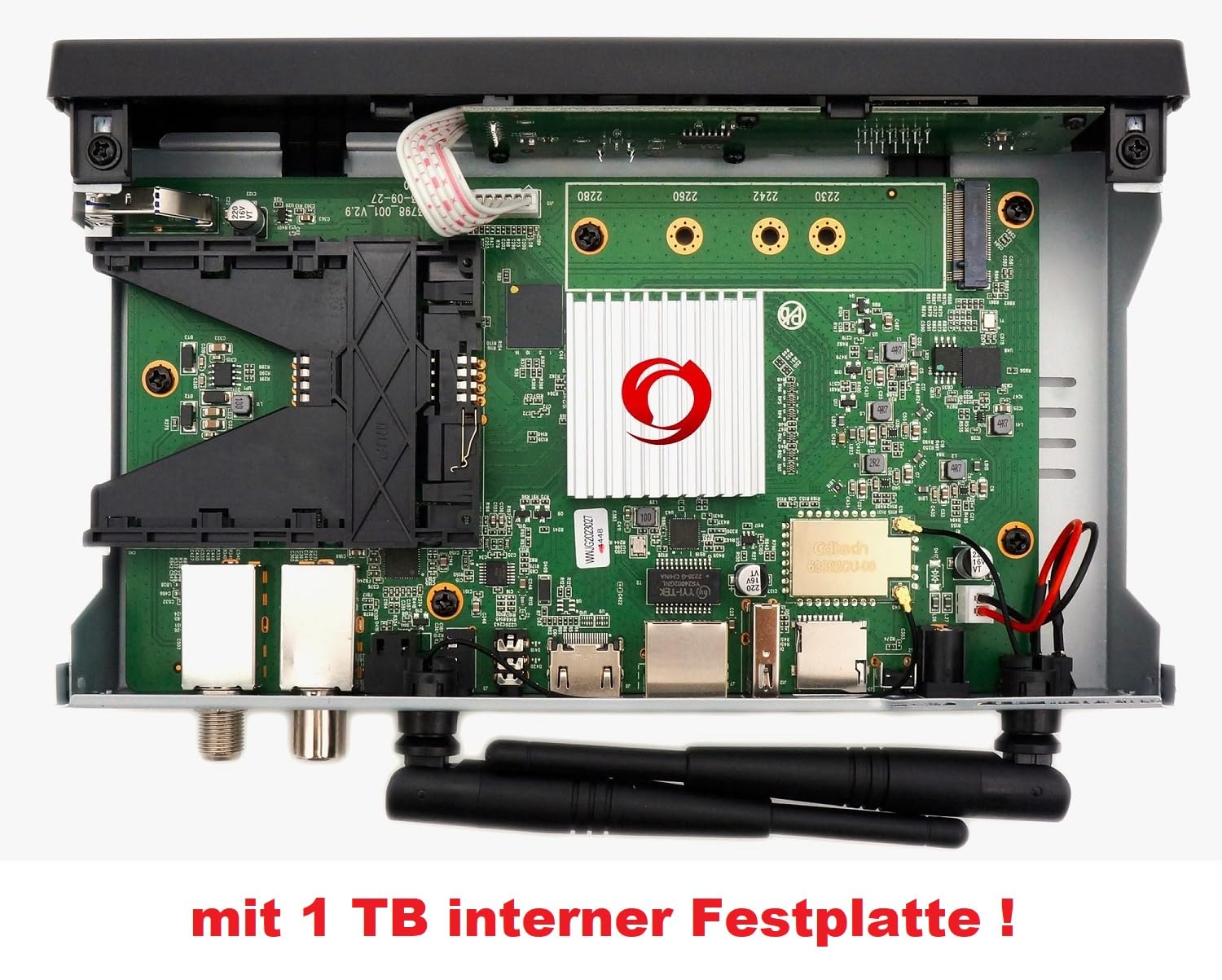 Octagon SF8008 UHD 4K Supreme Combo + 1TB Festplatte INTERN, Sat- Kabel- & DVB-T2 Receiver, E2 Linux & Define OS, mit Aufnahmefunktion, M.2 M Key, Gigabit LAN, Kartenleser, Sat to IP, WiFi