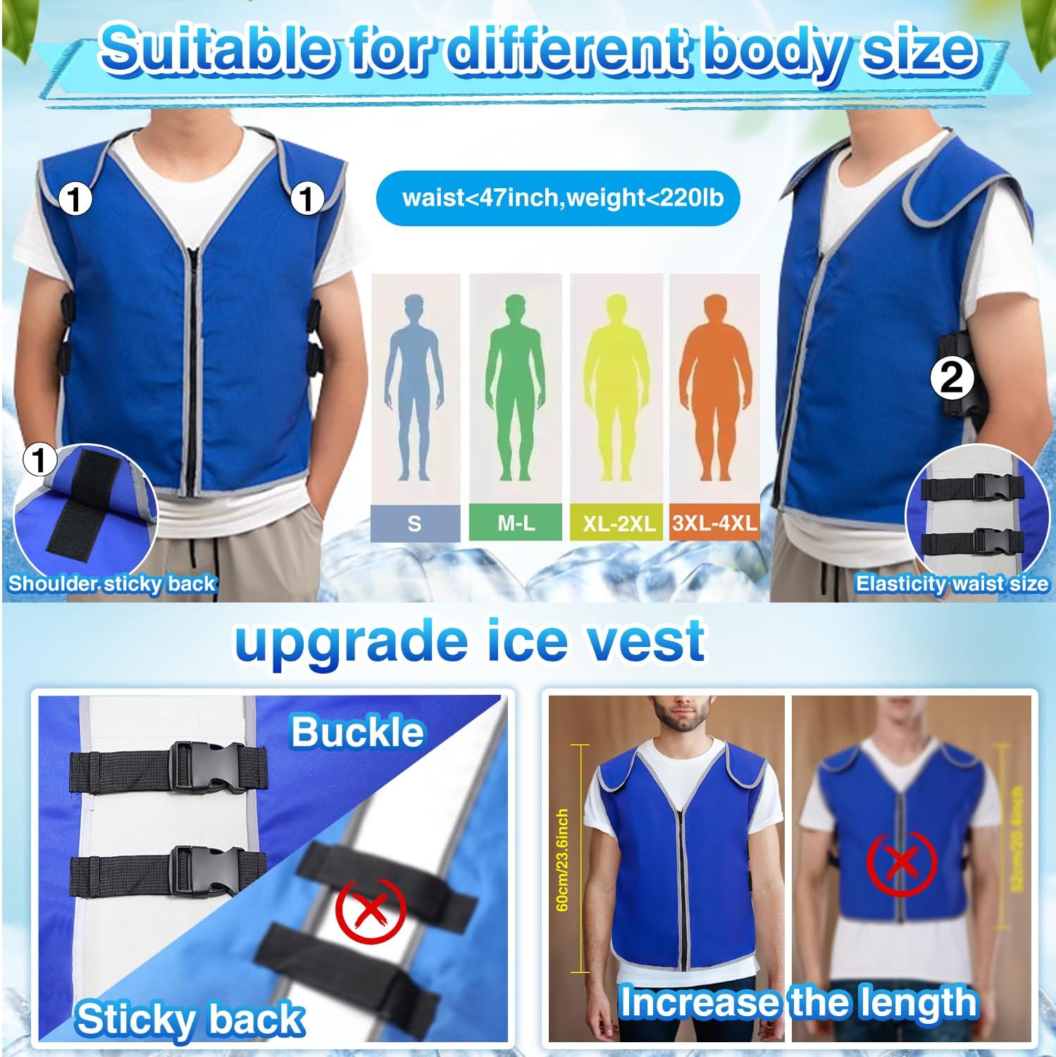 Cooling Vest With 24pcs Gel Ice Packs for Men Women - Cold Vest Adjustable Cool Jacket for Working Outdoor