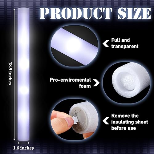 Miniatura 2 de Yinder 120 barras luminosas LED, bastones de luz de 18.9 pulgadas con 3 modos de luz intermitente para luces de escenario de conciertos, bodas,