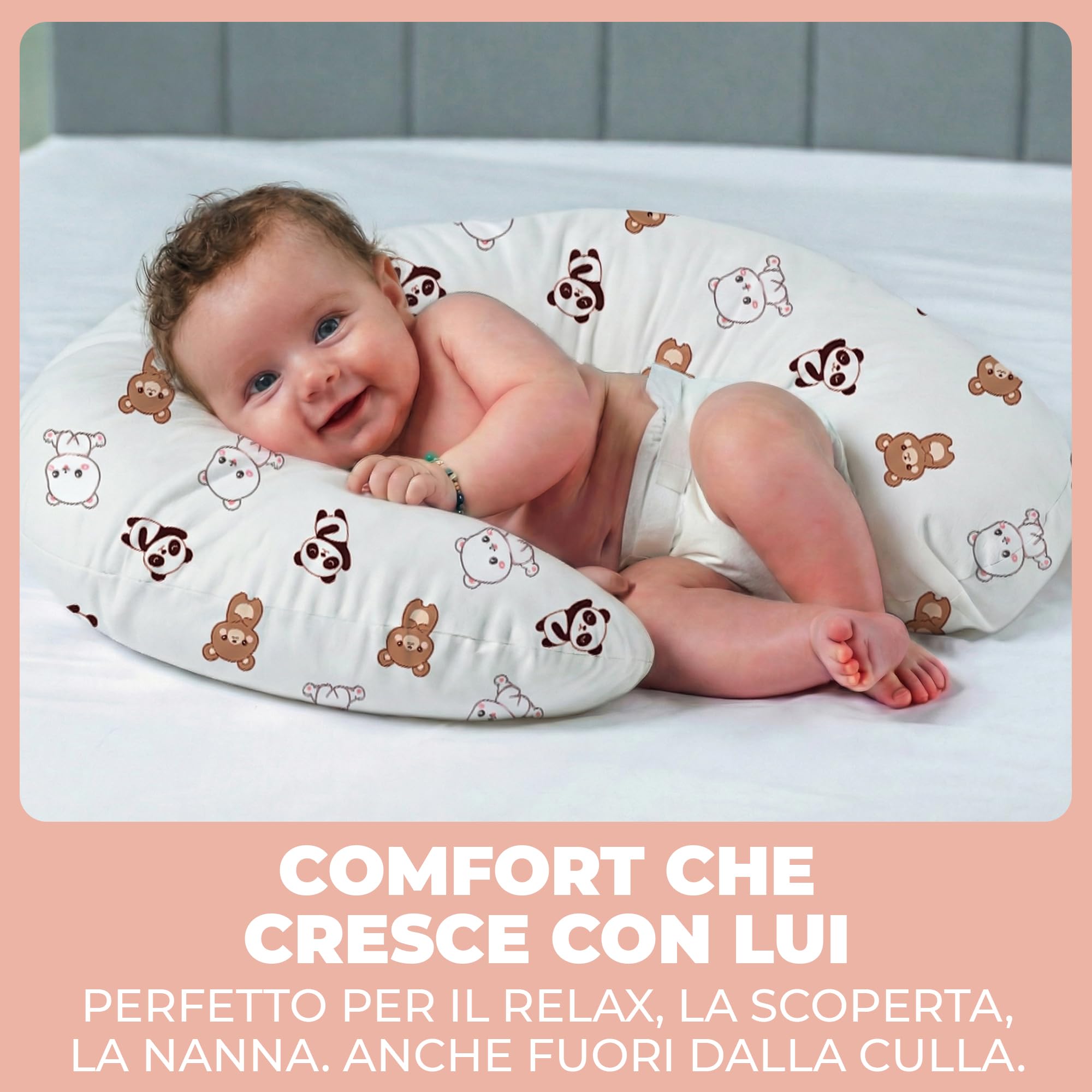 Cuscino Allattamento e Gravidanza Ciambella Allattamento Neonato con Federa in 100% Cotone e Morbido Riempimento Supporto Ergonomico alla Schiena Idea Regalo per Neo Mamme Accessorio Premaman Lavabile