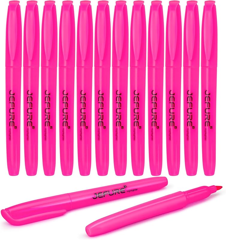 12 Pcs Highlighters, Chisel Tip, Quick Dry, Pink | Bulk Highlighters for Studying, Note-Taking, School, College, Office, Teacher & Student Supplies